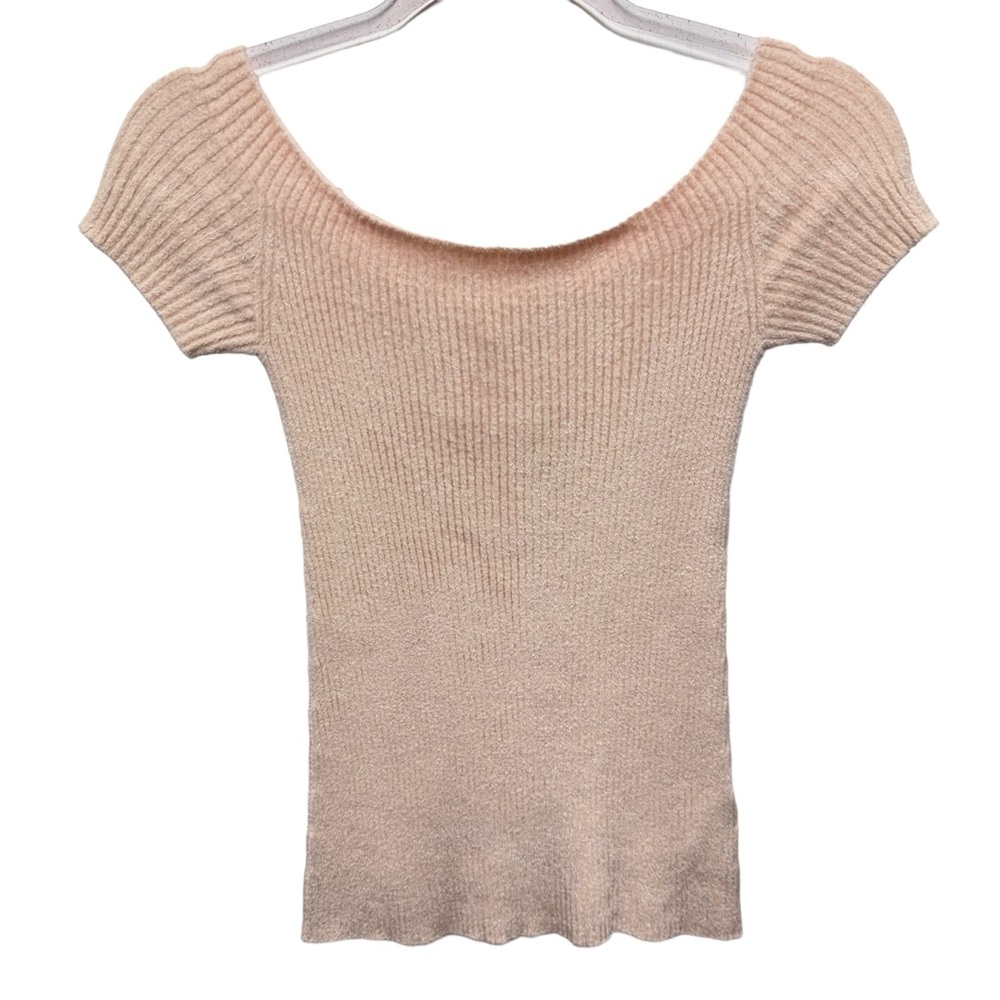 Helmut Lang Viscose Seamless Off Shoulder Sweater Ribbed Knit Top